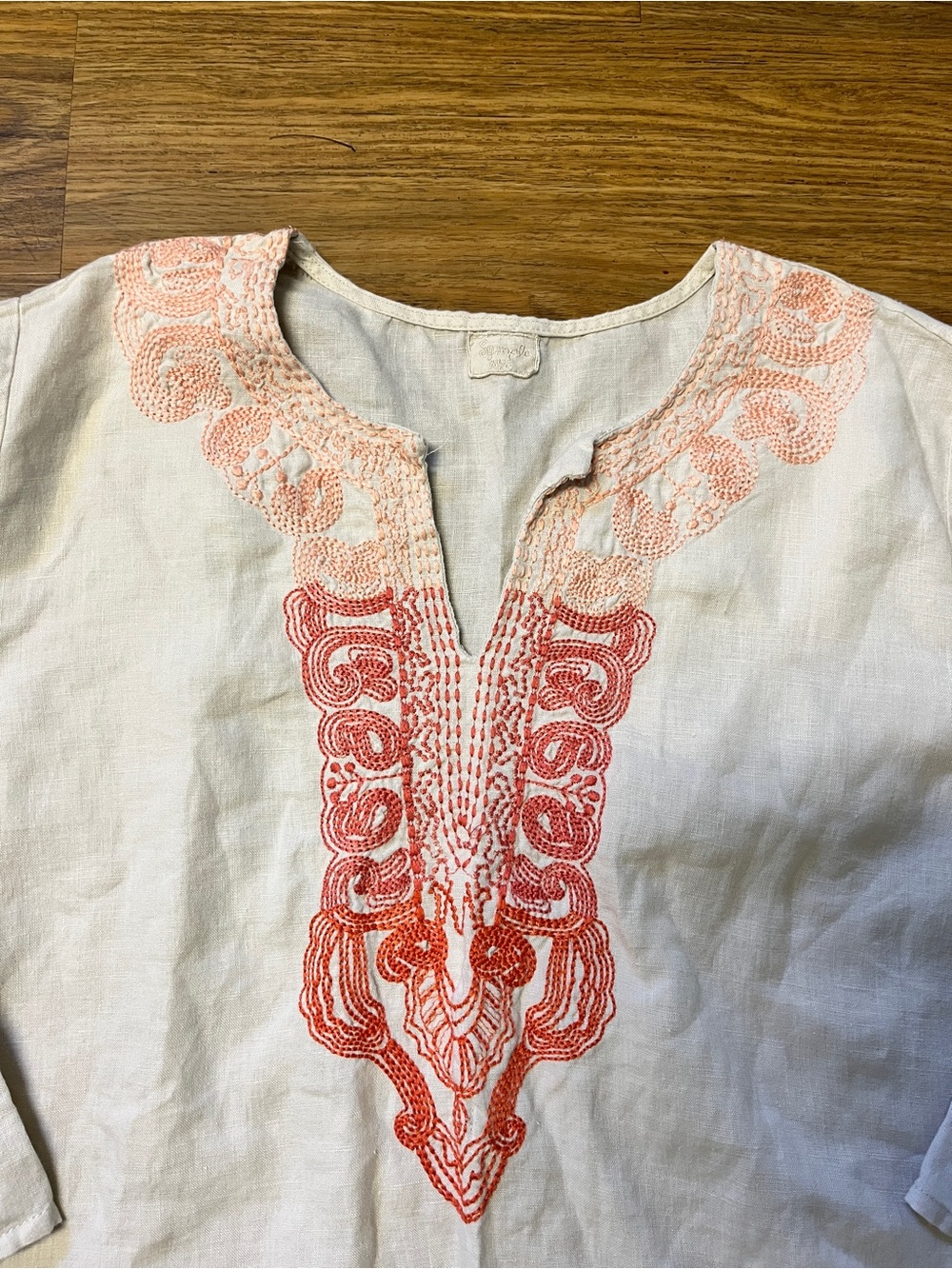 Women’s Linen Embroidered Boho Tunic Blouse Coastal Tribal Lagenlook Festival - Picture 3 of 11